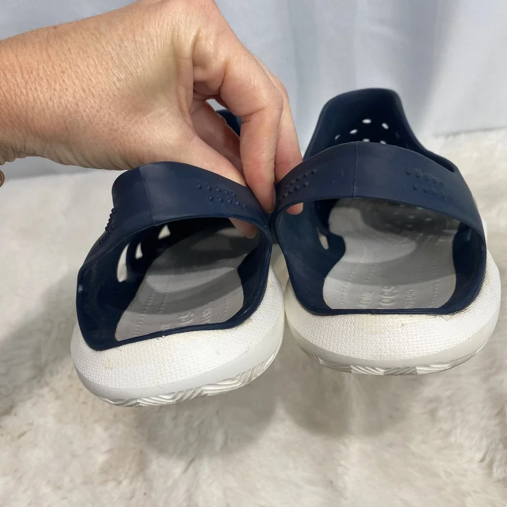 Crocs‎ Mens Swiftwater Wave Navy Blue White Water Shoes Clogs Size 12 203963-462